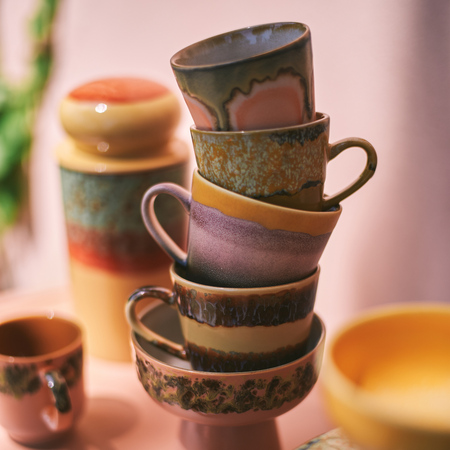 HKliving - Zestaw 4 kubków ceramicznych Cappuccino 70s Vista 330ml - obrazek 5