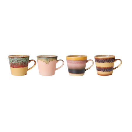 HKliving - Zestaw 4 kubków ceramicznych Cappuccino 70s Vista 330ml - obrazek 2