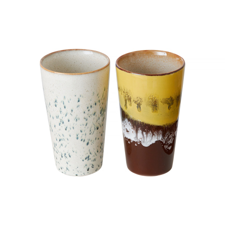 HKliving - Zestaw 2 kubków ceramicznych do latte Brine 70s 300ml - obrazek 2