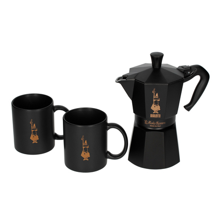 Bialetti - Zestaw Moka Express 6tz Czarna + 2 Kubki - obrazek 2