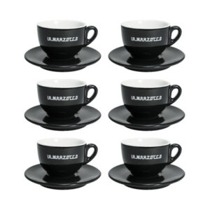 La Marzocco - zestaw 6 filiżanek ze spodkami do cappuccino Linea 210 ml - czarny