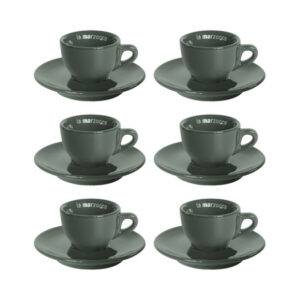 La Marzocco - zestaw 6 filiżanek ze spodkami do espresso 65 ml - szary
