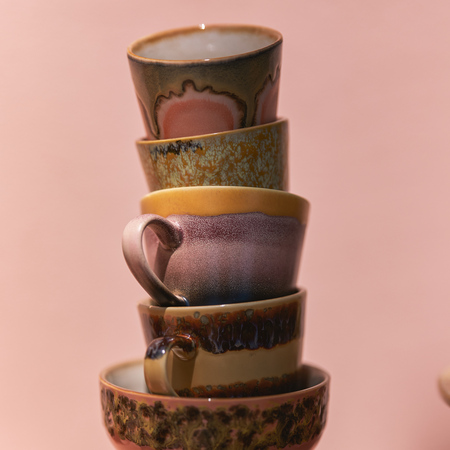 HKliving - Zestaw 4 kubków ceramicznych Cappuccino 70s Vista 330ml - obrazek 4