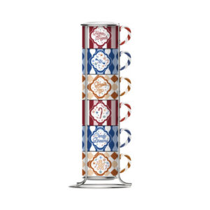 Bialetti - zestaw 6 filiżanek do espresso 60 ml na stojaku Candyland