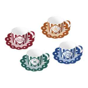 Bialetti - zestaw 4 filiżanek ze spodkami Candyland 80 ml